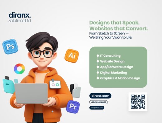 Diranx Solutions Ltd — website, app and graphic design